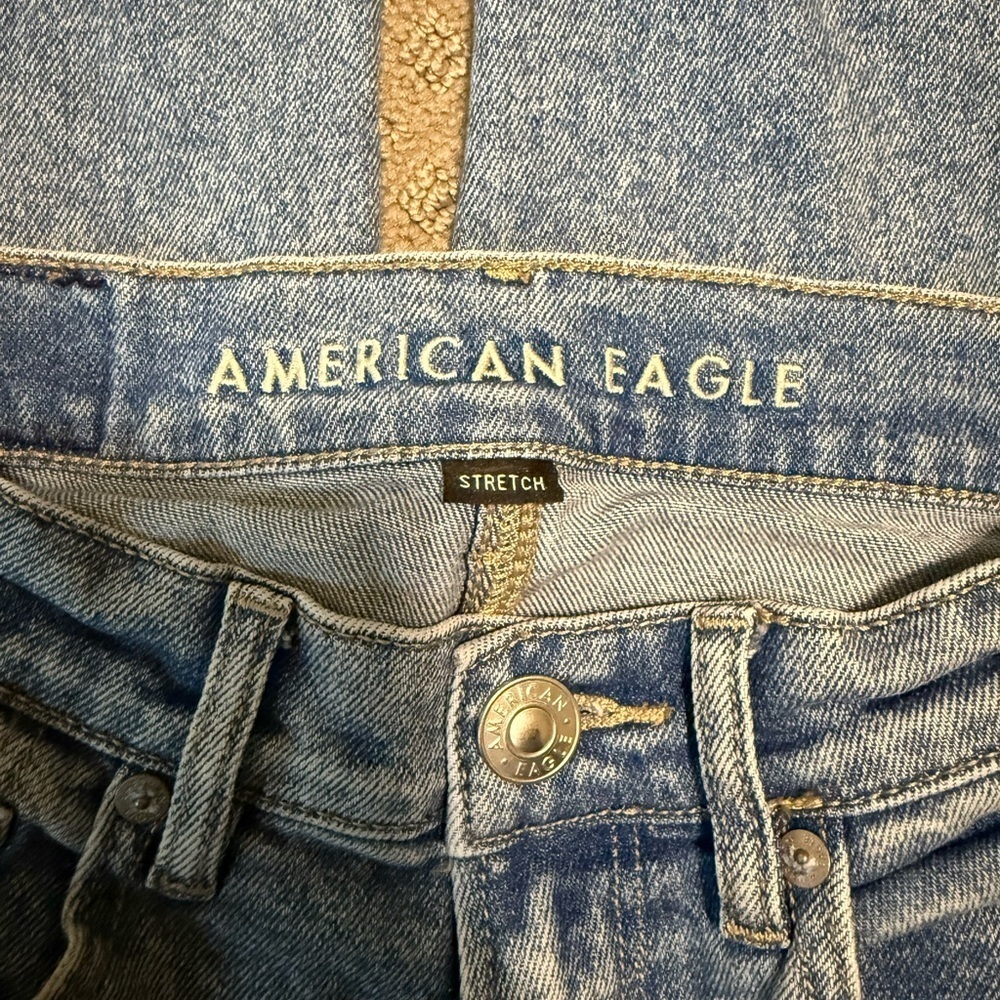 American Eagle Size Zero Distressed Light Wash Highest Rise 90s Boyfriend Jeans - Picture 5 of 7